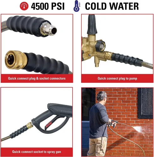 Miniatura 3 de SIMPSON limpieza 41028 3/8 pulgadas por 50 pies 4500 PSI repuesto/extensión de manguera de agua fría para lavadoras a presión