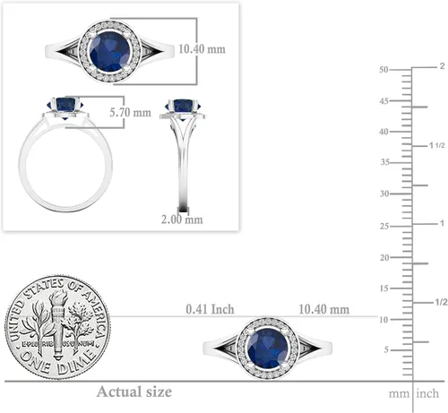 Miniatura 154 de Dazzlingrock Collection Anillo de compromiso redondo de 0.276 in con halo de diamante blanco y vástago dividido para ella en oro macizo de 14