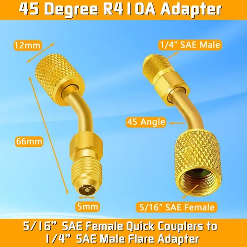 Miniatura 2 de R410A - Mini adaptadores divididos, adaptador de manguera de refrigerante R410a, convertidor de latón, kit de conectores de adaptador de línea