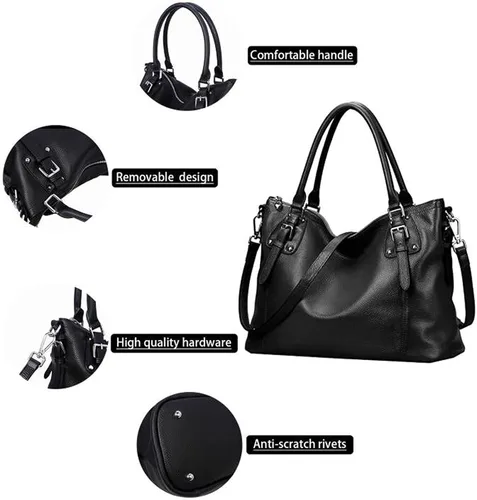 Miniatura 5 de Heshe - Bolso de mano para mujer, de piel con asa superior, bolso cruzado.