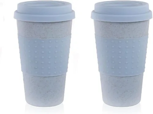 Miniatura 10 de Taza de café sellada con paja de trigo, taza de plástico portátil creativa, taza de alimentos de alto valor que acompaña a beber 16.9 fl oz/17 oz