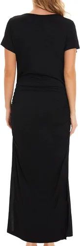 Miniatura 2 de Ever-Pretty Vestido casual de maternidad para mujer, cuello redondo, manga corta, entallado, fruncido, dividido, longitud al suelo, 40057-EY