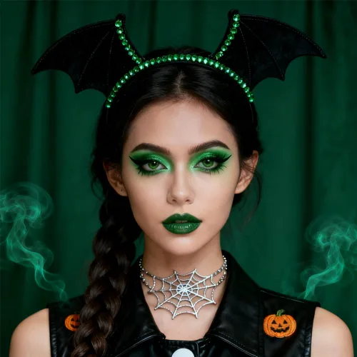 Miniatura 8 de 16 colores verde con brillo mate y sombra de ojos en polvo, maquillaje de disfraz de bruja Elphaba, sombra de ojos verde bosque amarillo colorida