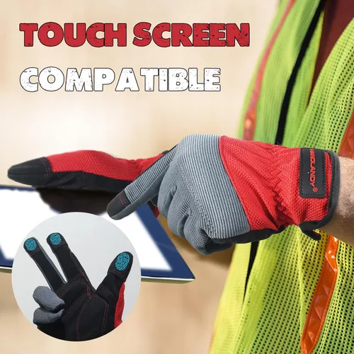 Miniatura 4 de HANDLANDY Guantes de trabajo para hombre y mujer, guantes de trabajo de mecánicos de uso general con pantalla táctil, guantes de trabajo flexibles