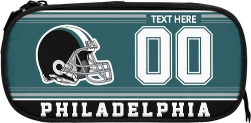 Estuche para lápices Philadelphia, caja de lápices con nombre y número, estuche personalizado de estilo de fútbol, estuche de bolígrafo