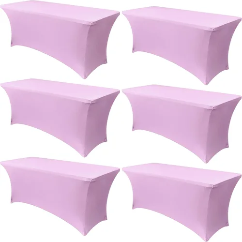 Miniatura 29 de Obstal Paquete de 6 Fundas de Mesa Elásticas de Spandex para Mesas de 6 Pies - Mantel Rectangular Universal Ajustado de 6 Pies Protector para Bodas