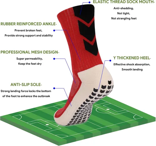 Miniatura 3 de QCWQMYL Calcetines de fútbol antideslizantes para hombre, 134 pares de calcetines antideslizantes para hospital, pilates, correr, calcetines