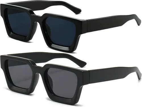 Miniatura 14 de AIEYEZO Gafas de sol cuadradas para mujeres y hombres, gafas de sol cuadradas con montura gruesa, estilo de diseñador simple