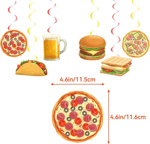 Miniatura 5 de Decoraciones de fiesta de comida rápida, papas fritas, pizza, hamburguesa, pollo frito, hot dog, suministros de fiesta, incluye pancarta