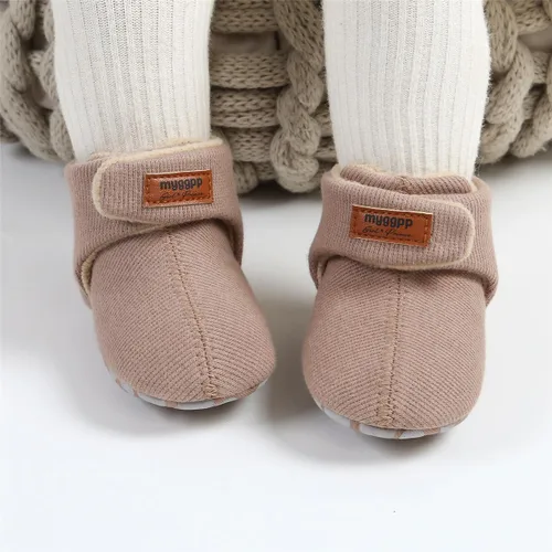 Miniatura 2 de TIMATEGO - Pantuflas tipo botines de felpa con suela antideslizante para recién nacidos, bebés, niños y niñas