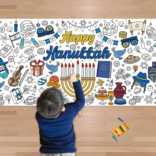 Miniatura 13 de OHOME Póster/mantel gigante de Navidad para colorear, manualidades de Navidad para niños, 30 x 72 pulgadas, pancarta de papel gigante para colorear