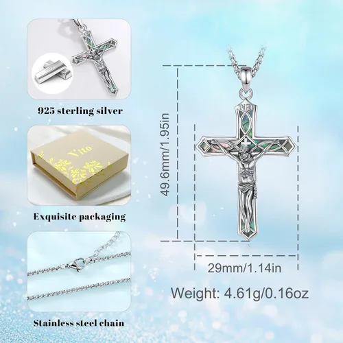Miniatura 68 de Vito Collar de plata de ley 925 para mujeres y hombres, San Benito, crucifijo, Caravaca, San Cristóbal, San Judas, medalla patronal, amuleto