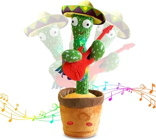 Miniatura 8 de Cactus bailarín, juguete de cactus parlante, juguete electrónico que repite lo que dices con iluminación, grabación y imitación, juguete de peluche