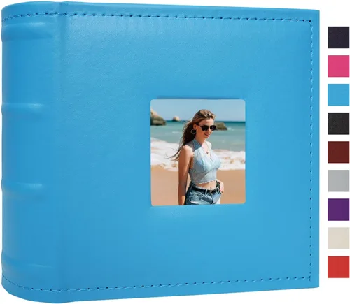 Miniatura 25 de Álbum de fotos pequeño de 4 x 6 pulgadas, paquete de 2 libros de fotos de cuero, cada mini álbum de 26 páginas tiene capacidad para 52 fotos, Rojo