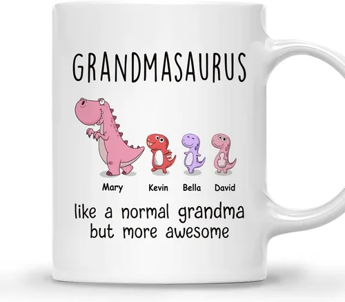 Miniatura 30 de Gossby Taza personalizada (1 niño) AUNTASAURUS Like a Normal Aunt but More Awesome - Taza de café para la abuela de parte de la nieta, nieto