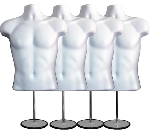 Miniatura 13 de Maniquí masculino de torso con soporte de metal, parte trasera hueca, cuerpo apilable, forma de vestido para exhibición de camisetas, mostrador