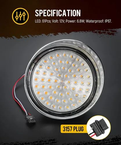 Miniatura 6 de Partsam 1 par de luces de circulación diurna de reemplazo para Freightliner Century 1996-2005, ámbar 61 LED/Lente transparente