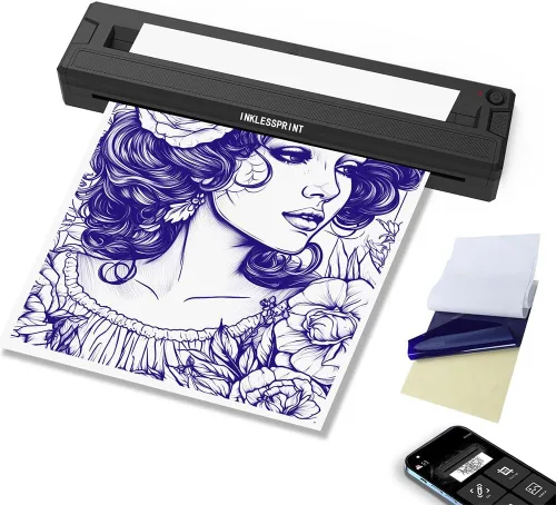 Máquina de impresión de plantillas de tatuajes para tatuajes, impresora térmica portátil Bluetooth de transferencia de tatuajes para artistas del