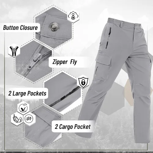 Miniatura 4 de TACVASEN Pantalones de trabajo para hombre, resistentes al agua, antidesgarros, de secado rápido, para senderismo, viajes, exteriores, con 5