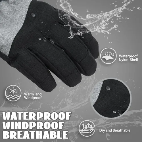Miniatura 2 de Ixsun Guantes de esquí para hombres y mujeres, bolsillo con cremallera, suaves, cálidos, impermeables, resistentes al viento, adecuados para esquís