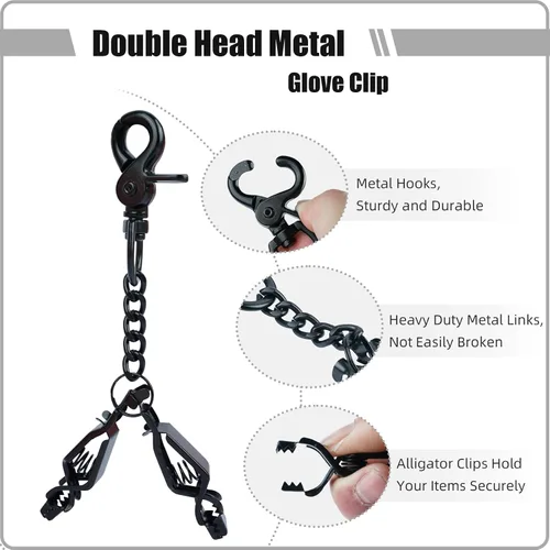 Miniatura 2 de MELOTOUGH Clips de Guante de Metal de Servicio Pesado Clips de Guantes para Trabajo Portadores de Guantes Clip de Guante de Seguridad con 2 Pinzas