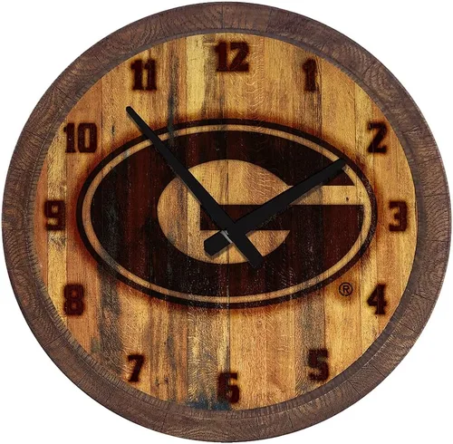 Miniatura 120 de The Fan-Brand NCAA Oklahoma Sooners: Reloj de pared con parte superior de barril de imitación para decoración de bar, decoración de fiesta