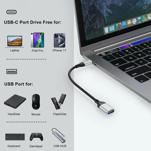 Miniatura 4 de Adaptador USB C a USB 3.0 de 5 Gbps OTG tipo C macho a USB A hembra adaptador para Samsung Galaxy A17/A16/A15/S26 Ultra/S25 FE/S24 Ultra/Z