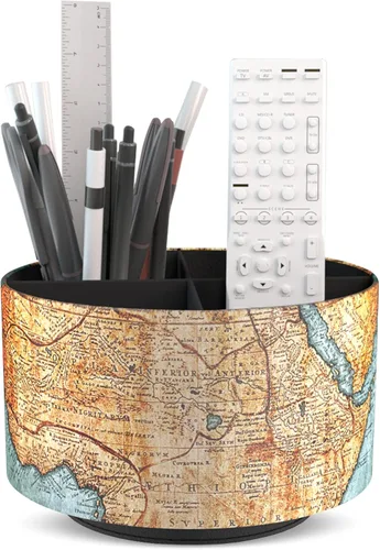 Miniatura 51 de Organizador Redondo de Cuero para Suministros de Arte, Soporte para Control Remoto, Rotación de 360 Grados, Soporte Multifuncional para Lápices