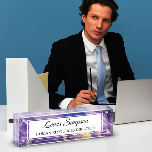 Miniatura 5 de Placa con nombre para escritorio, placa con nombre de doble cara personalizada para decoración de escritorio de oficina para mujeres y hombres