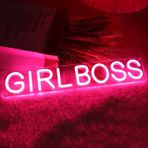 Miniatura 10 de SYLHOME Pink Boss Babe - Letrero de luz LED de neón para jefe, oficina, escritorio, decoración de pared, letrero para dormitorio de niñas, mujeres