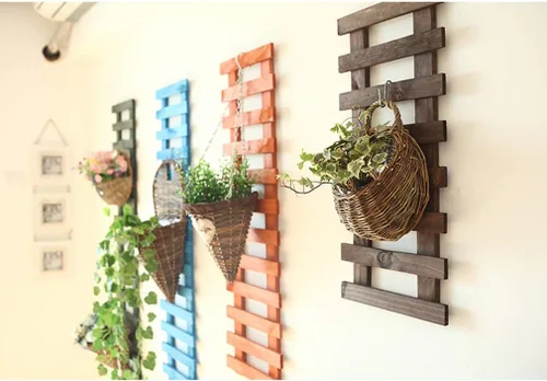 Miniatura 9 de Soporte de madera para flores, para colgar en la pared, para plantas, escalada, para interior, salón, balcón, tres tamaños Azul