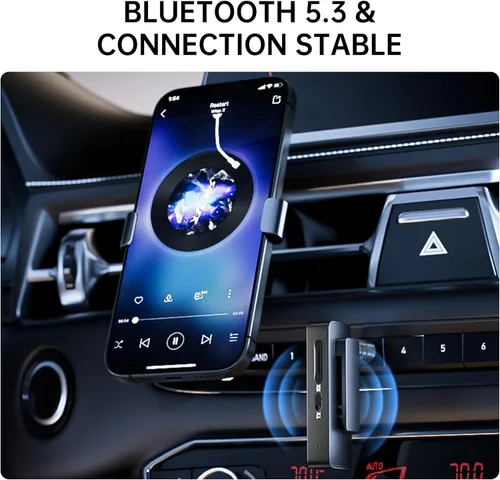 Miniatura 3 de Transmisor y receptor Bluetooth 5.3, adaptador de audio Plug and Play de 0.138 in, adaptador inalámbrico auxiliar para automóvil y auriculares