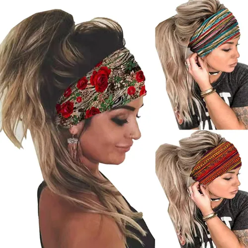 Miniatura 30 de K-Elewon Paquete de 3 diademas elásticas anchas para mujer, bandas para el cabello para yoga, deportes
