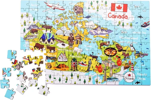 Miniatura 5 de Rompecabezas de madera con mapa de Canadá de 152 piezas, 15 x 10 pulgadas