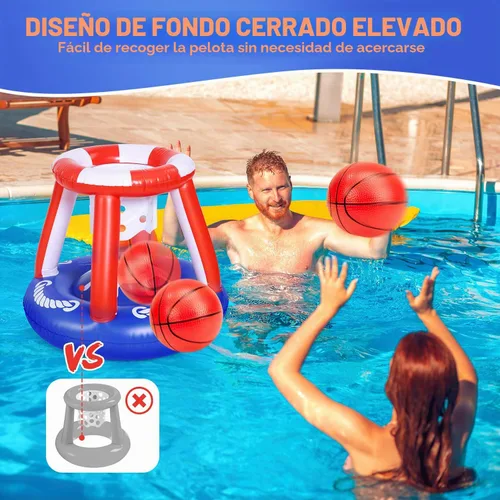 Miniatura 9 de EagleStone Red de voleibol para piscina y aro de baloncesto, flotadores inflables para piscina, juguetes para nadar juegos de agua para adultos