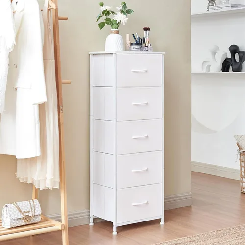 Miniatura 8 de Somdot - Cajonera alta para dormitorio, organizador de 5 cajones con cubos de tela extraíbles para la sala de estar, clóset, buró, cuarto de niños