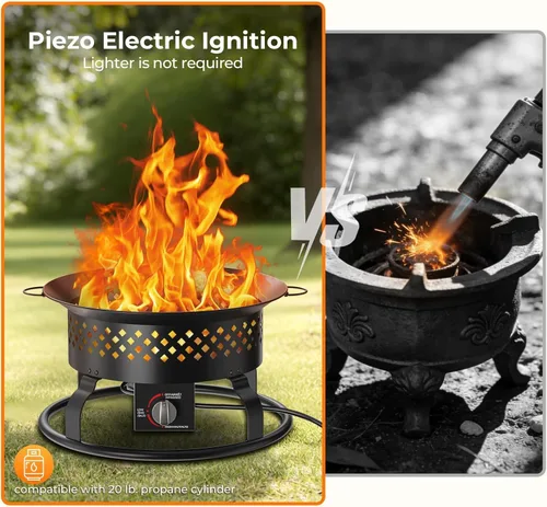 Miniatura 3 de R.W.FLAME Fogata de propano portátil sin humo de 19 pulgadas, 50000 BTU, cuenco de fuego para exteriores con rocas de lava y bolsa de transporte