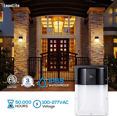 Miniatura 3 de LEONLITE Dusk to Dawn - Paquete de 2 luces LED de pared con fotocélula, 12 W, 1440 lm, 3000 K blanco cálido, IP65, certificación ETL, luces