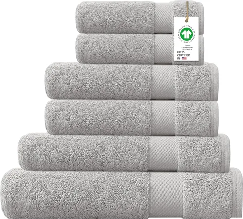 Miniatura 46 de Toallas 100% algodón orgánico de 22.93 oz/m² de felpa al tacto de secado rápido, paquete de 12 toallas de lavado de algodón orgánico, certificado