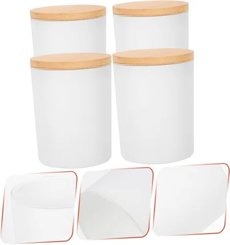 Miniatura 5 de TEHAUX 4 juegos de recipientes de muestra de taza de vela transparente Portavelas Vintage Candelabro Tarro de vela de cera Taza Tealight Taza