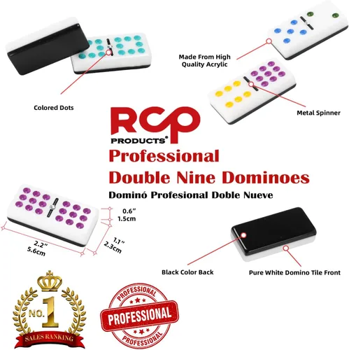 Miniatura 4 de Juego de Dominó para Adultos – Juego Profesional de Dominó Doble 9 de 55 Fichas, Giratorio de Metal, Juego de Mesa Clásico y de Viaje con Estuche