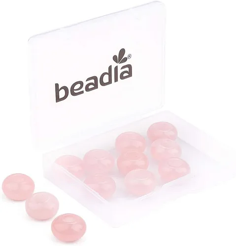 Miniatura 22 de BEADIA Cuentas de jade amarillo natural rondelle con orificio grande (5.5mm) cuentas sueltas semipreciosas para hacer joyas 0.55x0.295 pulgadas 12