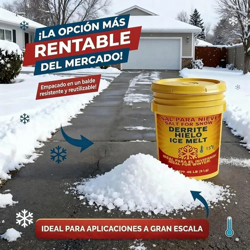 Miniatura 5 de Sal para Nieve, descongelador de sal para nieve y hielo, ideal para calzadas, pasarelas y escalones (45 lb)