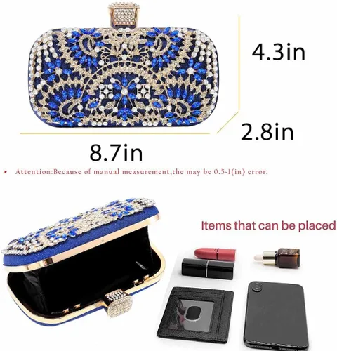 Miniatura 4 de Yokawe Bolso de mano de noche de cristal para mujer, bolso de boda nupcial con diamantes de imitación para fiesta