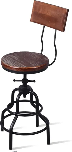 Miniatura 4 de Taburete de mostrador industrial vintage, silla giratoria ajustable de altura de encimera de cocina, taburete con marco de metal, 20.47-26.77