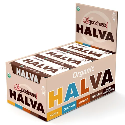 Miniatura 9 de OhGoodness! Halva de miel orgánica, paquete de 3, solo dos ingredientes simples, aperitivo y postre para derretir en la boca, golosina endulzada