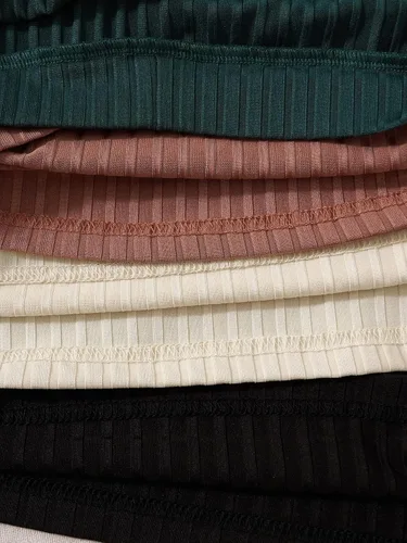 Miniatura 4 de MakeMeChic Paquete de 4 camisetas sin mangas de punto acanalado liso para mujer