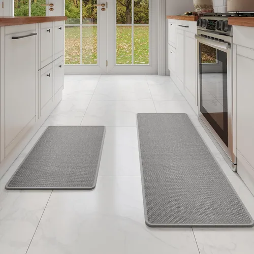 Miniatura 63 de YDKGL Tapetes de cocina para piso, alfombras de cocina súper absorbentes, antideslizantes, lavables, de lino sintético suave trenzado, alfombra