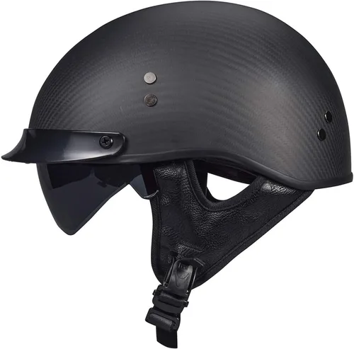 Miniatura 11 de VCOROS - Cascos de cara abierta de fibra de carbono estilo retro para motocicleta, cascos de media cara para hombres y mujeres, para moto, crucero