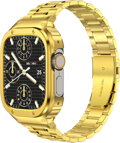 Miniatura 22 de MioHHR - Correa de acero inoxidable para reloj con estuche compatible con Apple Watch Series 6 5 4 SE3/2/1 (44 mm) Series 3/2/1 (42 mm), correa